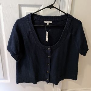 Madewell Linden scoop sweater tee short sleeved navy sweater